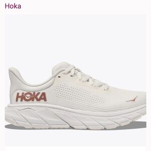 Hoka Women's White and Dusty Rose Running Sneaker